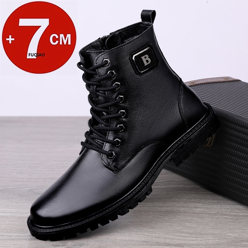 Men'S Shoes With Height Increase - Sepatu Boots Kulit Asli Pria dengan