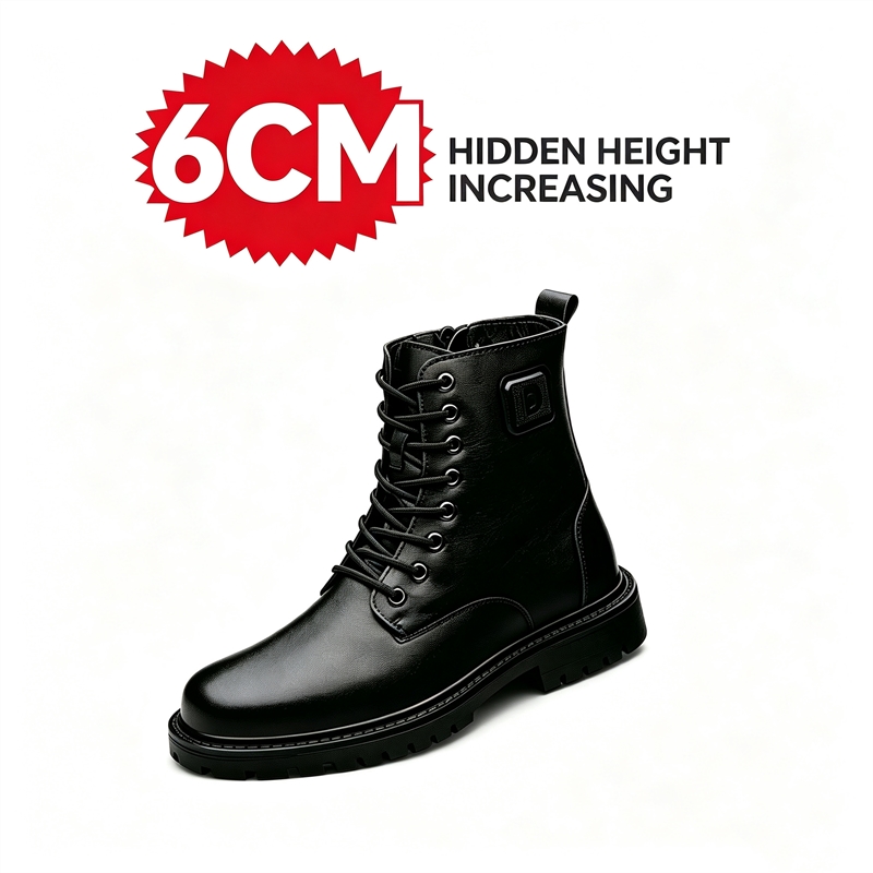 Men'S Shoes With Height Increase - Sepatu Bot Kulit Pria Penambah Tinggi